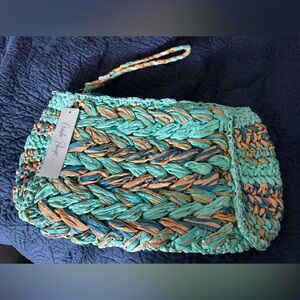 Charlie Paige Multicolor Woven Straw Wristlet Clutch – NWT